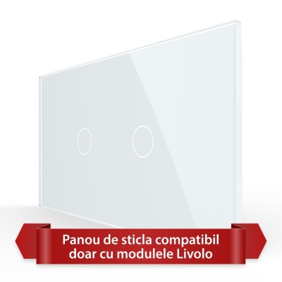 Panou Intrerupator Simplu + Simplu cu Touch LIVOLO din Sticla, Standard Italian - 4M SmartElectro IntelligentHouse foto