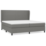 Cumpara ieftin Pat box spring cu saltea, gri inchis, 200x200 cm, textil