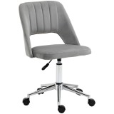 Vinsetto Scaun Ergonomic de Birou, Gri, &Icirc;nălțime Ajustabilă, 5 Roți, Sezut Pivotant, 49x54x79-91cm, Tapiterie Efect Catifea | Aosom Romania