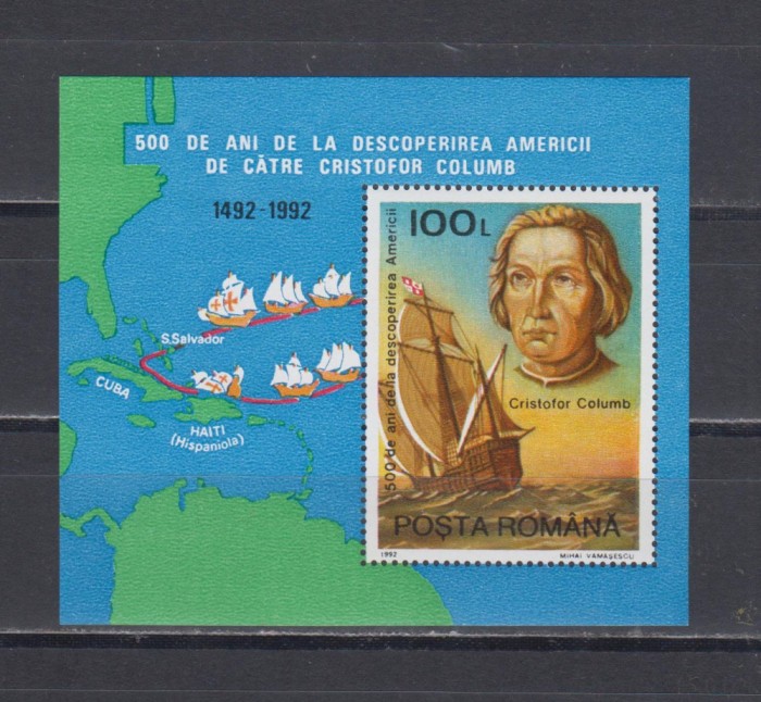 A11 TX8 2 - 1992 - 500 de ani de la descoperirea Americii - colita dantelata