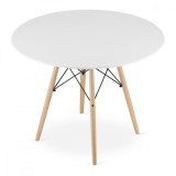 Masa stil scandinav, Artool, rotund, MDF si lemn, alb, 100x72 cm