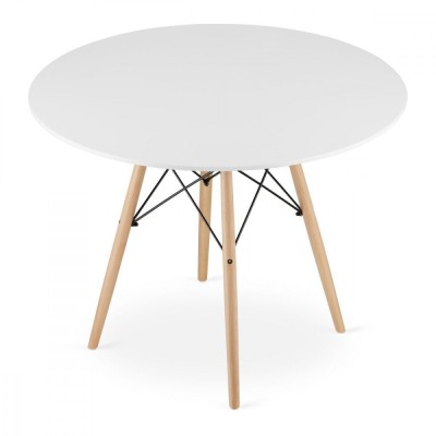 Masa stil scandinav, Artool, rotund, MDF si lemn, alb, 100x72 cm foto