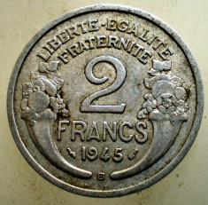 1.647 FRANTA WWII 2 FRANCS FRANCI 1945 B RARA foto