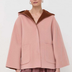 Weekend Max Mara jachetă reversibilă din lână culoarea roz, de tranzitie, oversize