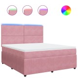 Cumpara ieftin Pat box spring cu saltea, roz, 180x200 cm, catifea