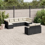 Cumpara ieftin Gossi set mobilier de gradina cu perne, 9 piese, negru, poliratan