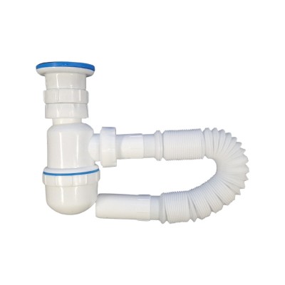Sifon pentru chiuveta cu racord flexibil, COD1060, alb, 1&amp;quot;1/2 - 32 mm foto