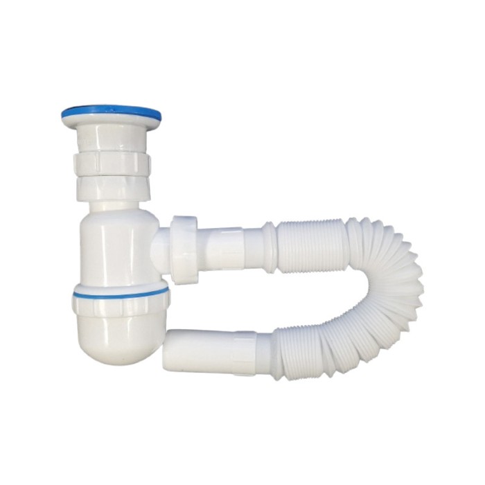 Sifon pentru chiuveta cu racord flexibil, COD1060, alb, 1&quot;1/2 - 32 mm