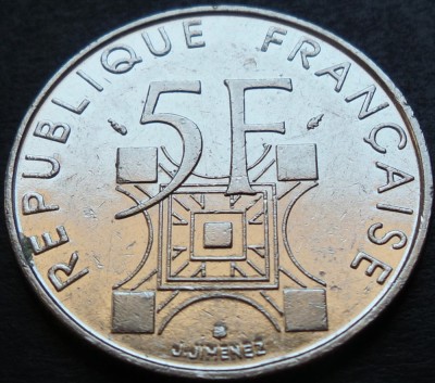 Moneda comemorativa 5 FRANCI (Francs) - FRANTA, anul 1989 * cod 5368 = EIFFEL foto