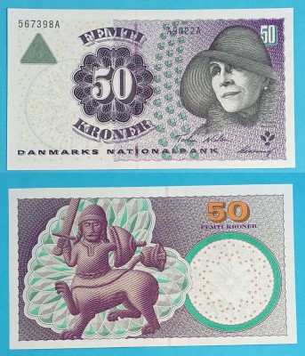 Danemarca 50 Kroner 2002 &amp;#039;Blixen&amp;#039; UNC serie: 567398A p#55 foto