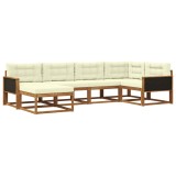 vidaXL Set de canapele de exterior cu pernă 6 pcs Natural și Crem 3382693