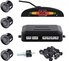 Set Senzori parcare auto detector parktronic display radar monitor 4 senzori NEGRU foto