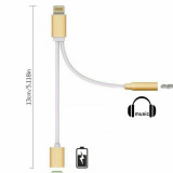 Adaptor Dual Lightning Jack casti audio si mufa incarcare iPhone