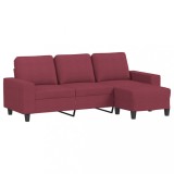 Cumpara ieftin Canapea cu 3 locuri si taburet, rosu vin, 180 cm, textil