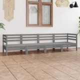 Cumpara ieftin Set mobilier de grădină, 4 piese, gri, lemn masiv de pin