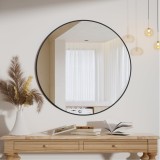 Oglinda rotunda 50cm, de perete, cu rama din aliaj de aluminiu, negru