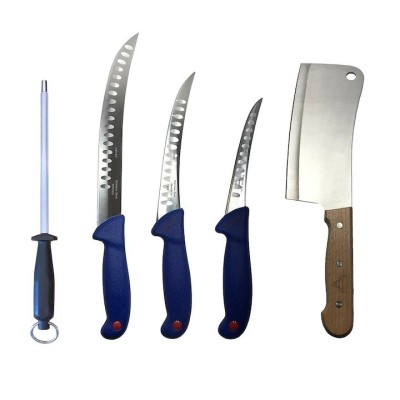 Set 3 cutite profesionale de macelarie, injunghiat, transat, dezosat, filetat, satar, masat pentru ascutit foto