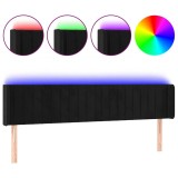 Cumpara ieftin Tablie de pat cu LED, negru, 203x16x78/88 cm, catifea