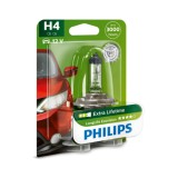 Bec Far H4 Philips Ecovision, 12V, 60/55W, Durata Lunga