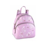 Cumpara ieftin Rucsac piele ecologica mov alba cm 18 x 9 x 21 H