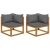 Set 2 Canapele Colt Modulare Gossi, Lemn Acacia, Perne Gri Inchis, Gradina/Exterior, 70x70x60 cm