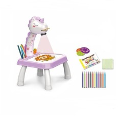 Masuta de desen cu proiector, 24 tipare desen si 12 carioci, Unicorn foto