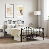 VidaXL Cadru pat metalic cu tăblie de cap/picioare&nbsp; negru, 120x190 cm