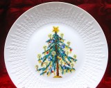 FARFURIE FRUCTIERA PLATOU PORTELAN HUTSCHENREUTHER BAVARIA DECOR DE IARNA CU BRAD DE CRACIUN 25 CM