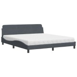 Cumpara ieftin Pat cu saltea, Dover, gri inchis, 180x200 cm, catifea