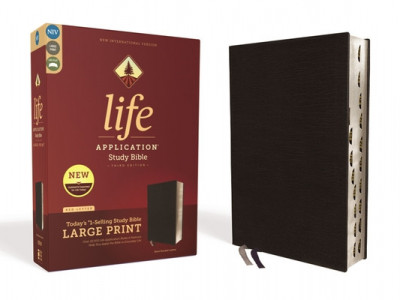 Niv, Life Application Study Bible, Third Edition, Large Print, Bonded Leather, Black, Indexed, Red Letter Edition foto
