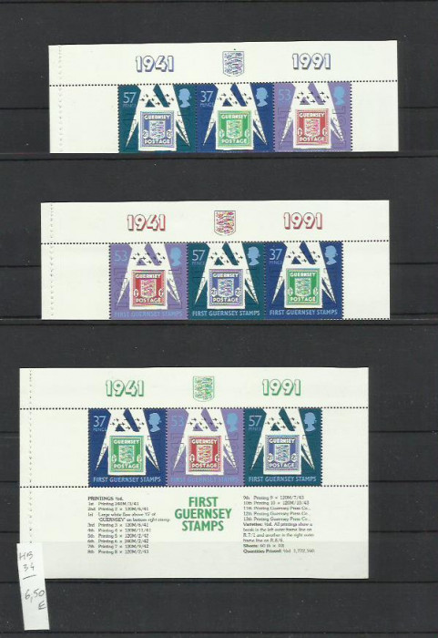 Guernsey MNH 1991 - HB 34/36 timbru in timbru