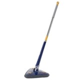 Mop triunghi pentru podea, rotativ 360 grade, lungime ajustabila, simplu de curatat, cu laveta din microfibra, albastru