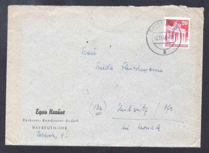 Germany 1948 Postal History Rare Cover Mitwitz D.697