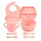 Set diversificare din silicon pentru bebelsi din 8 piese, Roz