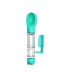 Dispenser portabil de mancare si apa pentru c&acirc;ini si pisici Nuxie, 5 &icirc;n 1, 300 ml, saci igienici, spatula, turcuaz