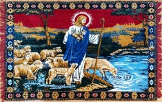 Iisus pastorul cel bun - carpeta originala persana religioasa 180 x 117 cm, produsă din l&acirc;nă autentică