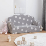 Canapea pentru copii 2 locuri, gri deschis cu stele, plus moale GartenMobel Dekor, vidaXL