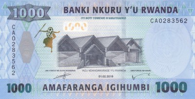 Bancnota Rwanda 1.000 Franci 2019 - PNew UNC ( elemente noi de siguranta ) foto