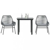 Set Gradina 3 Piese Gossi, Poliratan Gri, Sticla, Perne Incluse, 2 Scaune, Masa 80x80cm