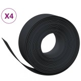 Borduri de gradina, 4 buc, negru, 10 m 20 cm, polietilena