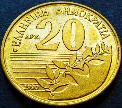 Moneda 20 DRAHME - GRECIA, anul 1990 *cod 1237 = A.UNC foto