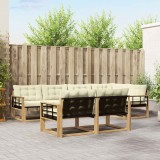vidaXL Set de canapele de exterior cu pernă 7 pcs Alb și crem 3388784