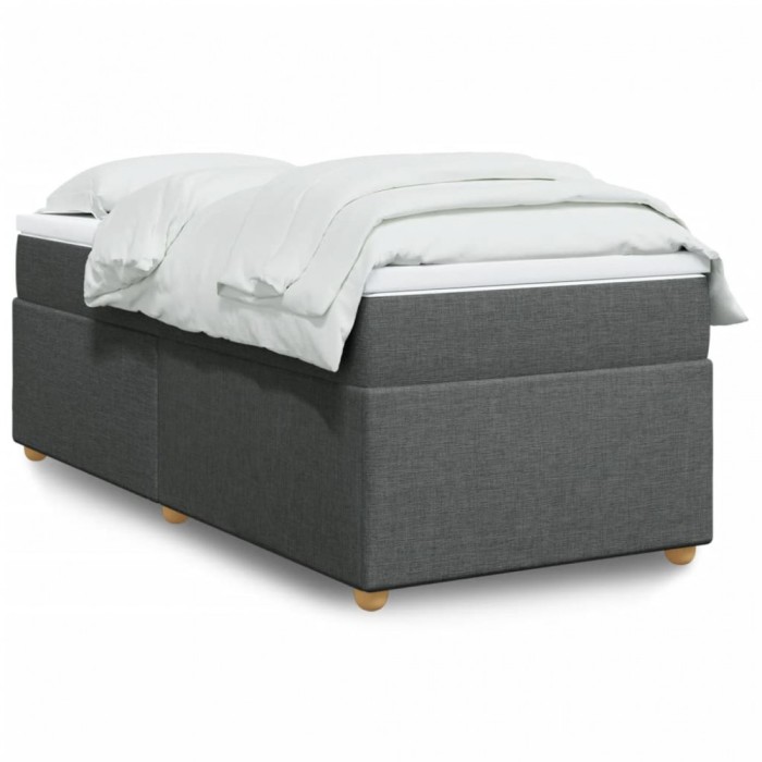 vidaXL Pat box spring cu saltea, gri &icirc;nchis, 80x200 cm, textil 3285332