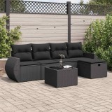 vidaXL Set mobilier de grădină cu perne, 6 piese, negru, poliratan 3325571