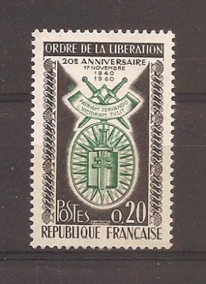 Franta 1960 - 20 de ani - Ordinul Eliberării, MNH foto