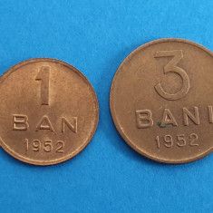 Lot x 2 monede 1 Ban si 3 Bani 1952 - moneda perioada RPR