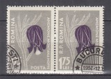 ROMANIA 1957 LP 432 b FLORA CARPATINA PERECHE VALOAREA 1,75 LEI EROAREA CU LITERA M TIMBRUL DIN DREAPTA STAMPILA COMPLEZENTA BUCURESTI