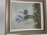 Tablou Mihai Puricel, flori lila, u/p (40 X45)
