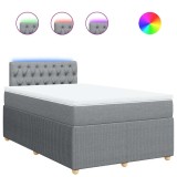 Cumpara ieftin Pat box spring cu saltea, gri deschis, 120x190 cm, textil