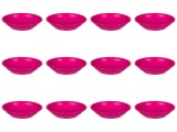 Set farfurii 12 piese, farfurii adanci, plastic, fucsia, diametru 18 cm